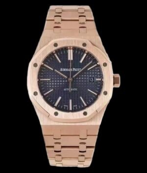 Audemars Piguet Royal Oak 15400 Style Watch - Blue Dial, Rose-gold-tone Case
