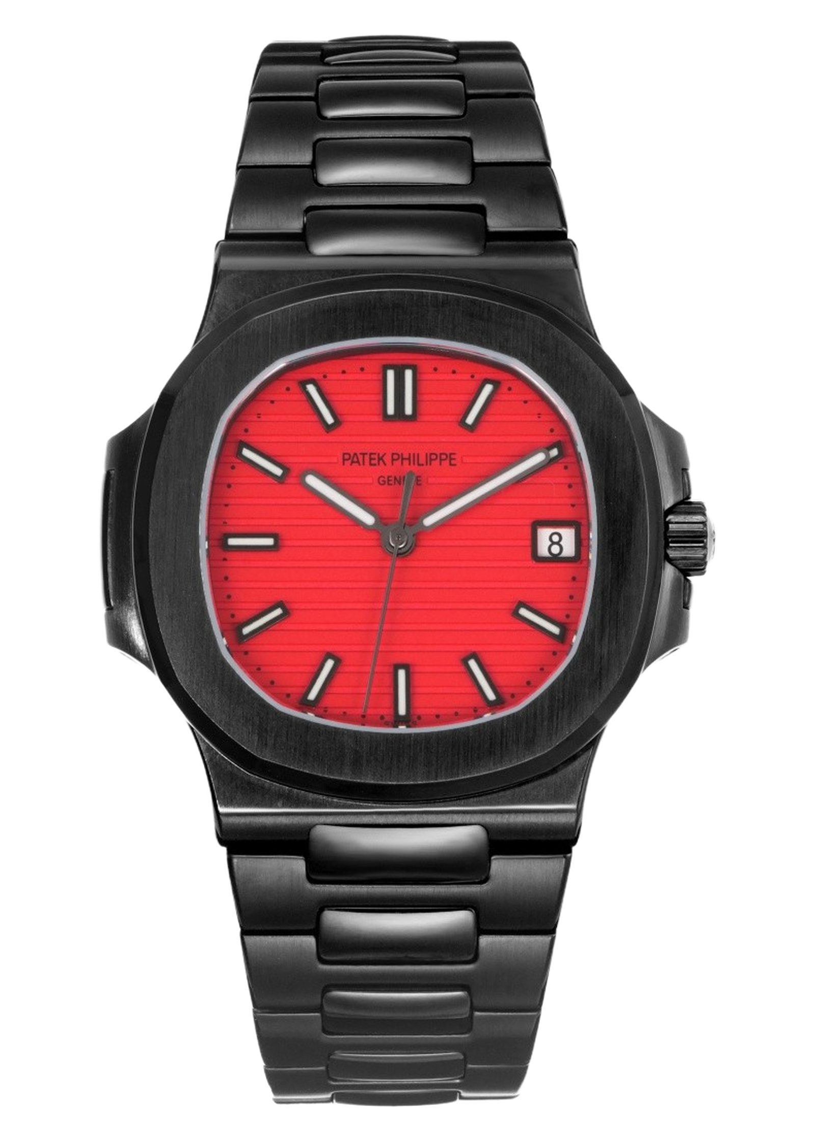 Patek Philippe Nautilus 5711 Style Watch - Red Dial, Black Case