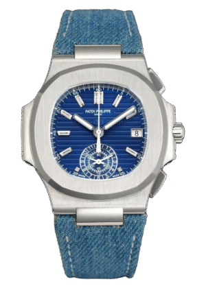 Patek Philippe Nautilus 5980 Style Watch - Royal Blue Dial, Silver-tone Case