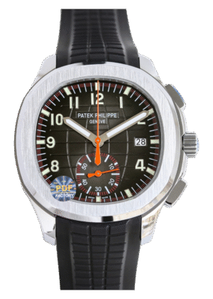Patek Philippe Aquanaut 5968 Style Watch - Black Dial, Silver-tone Case