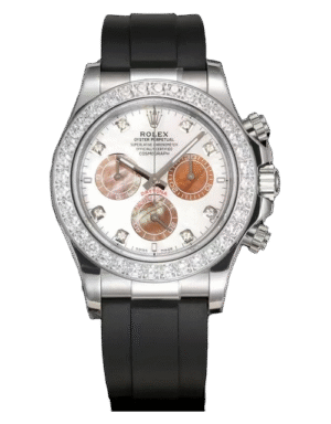 Rolex Daytona Stone-Set Style Watch - White Dial, Silver-tone Case
