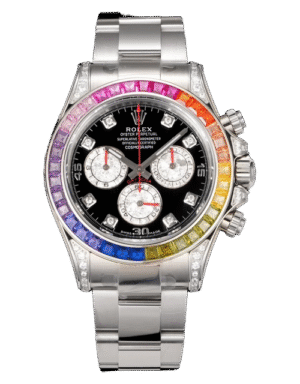 Rolex Daytona Rainbow Style Watch - Black Dial, Silver-tone Case