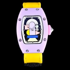 Richard Mille RM07-01 Style Geometric Dial Watch with Yellow Strap